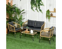 Tuinmeubelen - Rotan - 3 Fauteuils - 4-Persoons - Balkonmeubilair