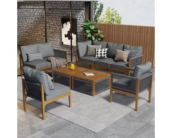 Tuinmeubelen - tuinloungeset voor 8 personen - tuinmeubelset met bank tafel en kussens - grijs