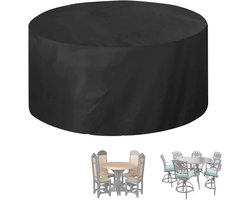 Tuinmeubelhoes - 120*75 cm - Ronde Hoes - Tuintafel hoes - Ronde tafelhoes - Ronde hoes voor tuinmeubelen - Ronde Tuintafelhoes - Meubelhoezen - Beschermhoes - Tuinmeubel afdekking - Waterdicht - Stofdicht - voor terrasmeubels, tuinmeubelen - zwart