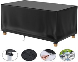 Tuinmeubelhoes - 170 x 94 x 70 cm - Beschermhoes Tuinmeubelen - 420D Oxford Stof - Zilverlaag - Waterbestendig - UV Bescherming - Windvast - Stofdicht - Voor Buiten Tafel, Terras, Tuin - Weerbestendige - Voor rechthoekige tuintafel en stoelen - Zwart