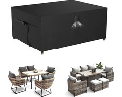 Tuinmeubelhoes, 242 x 182 x 100 cm, waterdichte terrasset, afdekking van 420D robuust Oxford-polyester, beschermhoes voor terrasmeubels, uv-bestendig, voor tuinstoelen en tafelbank