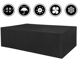 Tuinmeubelhoes - 315*160*74cm - Oxford stoffen tuinmeubelhoes - Beschermhoes voor buiten - Terrastafelhoes - Tuintafel- en stoelhoes - Stofdicht - Waterdicht - UV-bestendig - Rechthoekig - Geschikt voor tuinen, buiten en terrassen - Zwart
