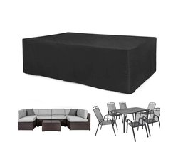 Tuinmeubelhoes - Beschermhoes tuinmeubel - Tafelhoes tuinmeubelhoes - Tuinset Beschermhoes - 240 x 140 x 90 cm - Tuinhoes - Tuintafel hoes - 210D Oxford-doek - Waterbestendig - Geschikt voor tuin- en terrasmeubilair - Zwart