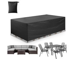 Tuinmeubelhoes - Beschermhoes tuinmeubel - Tafelhoes tuinmeubelhoes - Tuinset Beschermhoes - 242 x 162 x 100 cm - Tuinhoes - Tuintafel hoes - 210D Oxford-doek - Waterbestendig - Geschikt voor tuin- en terrasmeubilair - Inclusief opbergtas - Zwart