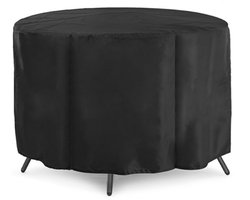 Tuinmeubelhoes - Beschermhoes voor tafel - tuinmeubelhoezen waterdicht - Tuintafelhoes - Terrasmeubelhoes - 142x68cm - Oxford 210D - buitentafel beschermhoes - zwart - rond - Trekkoordsluiting