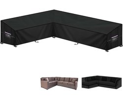 Tuinmeubelhoes L-Vorm Afdekhoes voor Tuinmeubelen Waterdichte Rotan Hoekbankhoes Buiten Tuinbankhoes Lounge Afdekking Beschermhoes voor Hoekbank met Ventilatieopeningen, 190x280x90x80/60cm