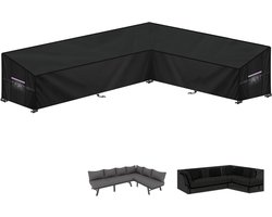 Tuinmeubelhoes L-Vorm Afdekhoes voor Tuinmeubelen Waterdichte Rotan Hoekbankhoes Buiten Tuinbankhoes Lounge Afdekking Beschermhoes voor Hoekbank met Ventilatieopeningen, 280x220x90x80/60cm