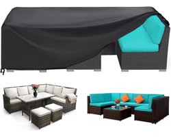 Tuinmeubelhoes, Patio Garden Table Cover met Air Vent Waterdicht, Winddicht, Anti-UV, Heavy Duty 420D Oxford stof, rechthoekig zwart (213x132x74cm)
