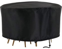 Tuinmeubelhoes Rond Waterafstotend - 180 cm x 90 cm - Zwart - Beschermhoes voor je Tuinset - Tuinmeubelbeschermhoes