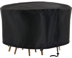 Tuinmeubelhoes Rond Waterdicht - 128 cm x 71 cm - Zwart - Beschermhoes voor je Tuinset - Tuinmeubelbeschermhoes