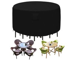 Tuinmeubelhoes - Ronde hoes voor tuinmeubelen - Beschermhoes tuinmeubel - 180*90 cm - Tuinhoes - Ronde Tuintafelhoes - Tuintafel hoes - 210D Oxford-doek - Waterbestendig - Bestand tegen zonlicht - Geschikt voor tuin- en terrasmeubilair - Zwart