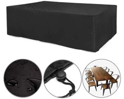 Tuinmeubelhoes, tafelhoes van Oxford-stof, weerbestendige bescherming, geschikt voor tafel- en stoelensets, geschikt voor touw en gespsluiting (213 x 132 x 74 cm)