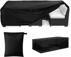 Tuinmeubelhoes - waterdicht en duurzaam - 200D Oxford stof - 150 x 90 x 71 cm -Hoes voor tuinmeubelen - Eettafelhoes - Rechthoekig - Stofhoes voor bankhoes - Geschikt voor tuintafels, terrassen, waterdicht, UV-bestendig - Zwart