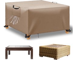 Tuinmeubelhoes waterdicht zeildoek tuinmeubelen winddicht anti-uv heavy duty 420D Oxford stof voor zitgroep tuintafels terrasmeubilair kaki 125 x 125 x 74 cm