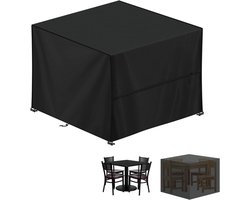 Tuinmeubelhoes - Weerbestendige beschermhoes - Tafelhoes voor buiten - 420D Oxford-stof - 100x100x85 cm - Gemakkelijk schoon te maken en op te bergen - Geschikt voor vierkante tafels, stoelen, salontafels, picknicktafels, enz. - Zwart