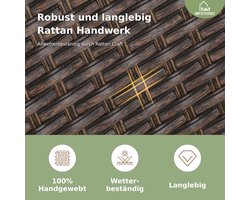 Tuinmeubelset 152x96 cm met 6 Stoelen en Verstelbaar Parasolgat 4-5 cm – Polyrotan Terrasset Weerbestendig en Onderhoudsvriendelijk – Moderne Eettafel Set Buiten – Laura