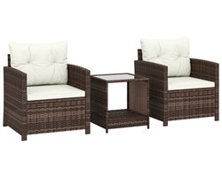 Tuinmeubelset 3-delig 65x62x75cm (stoel)；45x45x49cm (tafel) Beige Metaal Tuin loungeset Buiten tuinmeubelset Inclusief 2 stoelen en 1 tafel Met kussens Stevig en duurzaam Praktisch en mooi Te gebruiken op het balkon, in de tuin en op het terras