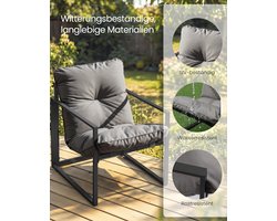 Tuinmeubelset 3-delig Bellavero – Balkon- en Terrasmeubels voor 2 Personen – Moderne 2 Stoelen, 1 Bank & Tafel – Grijs Stalen Frame met Gevoerde Zitkussens – Weerbestendig & Comfortabel