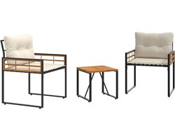Tuinmeubelset, 3-delig, crèmekleurig