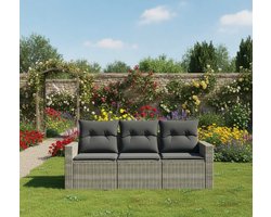 Tuinmeubelset 3-Delig met Kussens – Modulaire Lounge Tuinbank voor Tuin & Terras – Weerbestendige Zwarte Polyrotan Zitgroep met Comfortabele Kussens – Luxe Buiten Loungeset – Medahomestore
