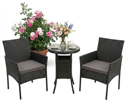 Tuinmeubelset - 3-delig - rattan - zwart