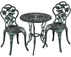 Tuinmeubelset - 3-delig - zwart-groen