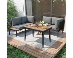 Tuinmeubelset 4-delig 120x64x74 cm met - 120x64x74 cm - Grijs - Medahomestore