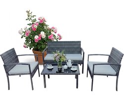 Tuinmeubelset-4-delig-grijs