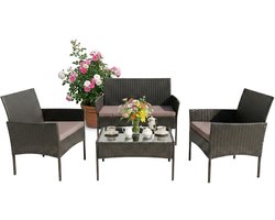 Tuinmeubelset-4-delig-rotan-zwart