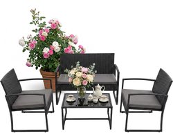 Tuinmeubelset-4-delig-zwart