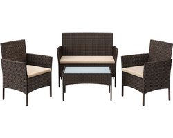 Tuinmeubelset - 4-delige balkonmeubelset - tuinmeubelset - terrasmeubelset - eetset - conversatieset - bistroset - rotan meubelset - bruin/taupe