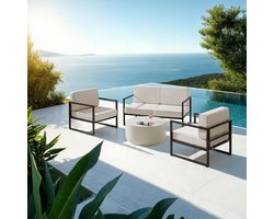 Tuinmeubelset 4 Personen Loungeset 2-Zits Bank + 2 Stoelen met Kussens Verstelbare Poten Weerbestendige Balkonset voor Tuin Terras Balkon – Urbanhome
