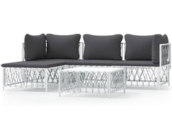 Tuinmeubelset 5-delig - Terrasmeubilair - Buiten Zitten - Stabiel Stalen Frame - Niet Gespecificeerd - Wit