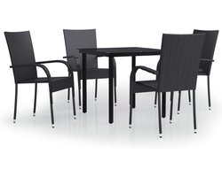 Tuinmeubelset, 5-delig, zwart