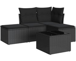 Tuinmeubelset, 5-delig, zwart