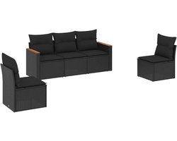 Tuinmeubelset, 5-delig, zwart