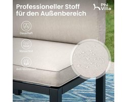 Tuinmeubelset 6-delig Beige Loungeset met Kussens & Koffietafel voor Tuin, Balkon en Terras – Modulaire Metalen Outdoor Lounge Set 6 Personen – Mobili Bella