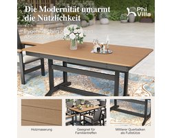 Tuinmeubelset 7-delig 162x95 cm Rotan Eettafel Set met 6 Stoelen & Dikke Kussens – Weerbestendig Metaal & PE Rotan – Luxe Outdoor Dining Set voor 6 Personen – Modern Terras & Balkon – HomebyNicole