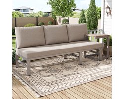 Tuinmeubelset - buitenbank - driezitsbank - met verstelbare rugleuning - met tafel - tafelblad van kunststof hout - khakikleur