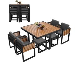 Tuinmeubelset - combinatie van loungezitjes - 6 stoelen met tafel - terrasmeubilair - tuintafelset - massief houten tafelblad