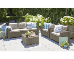 Tuinmeubelset in imitatie geweven hars ALLIBERT met salontafel - 5 personen - California - Beige