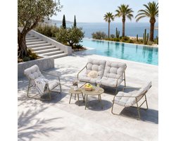 Tuinmeubelset Kivanta 5-delig beige en grijs [en.casa]