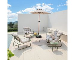 Tuinmeubelset Kivanta 5-delig lichtgroen en grijs [en.casa]