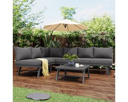 Tuinmeubelset - ligstoelset voor 5-6 personen - donkergrijs gegalvaniseerd ijzeren frame met beschermpoten