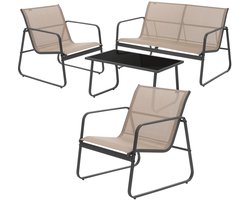 Tuinmeubelset Loungeset 4-delig taupe van staal en textiel ML-Design