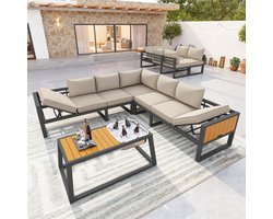 Tuinmeubelset - Modulaire Buitenbankset - Tuin - Hoekbank Buiten - Loungeset Met Verstelbare Rugleuning En Ijsemmer