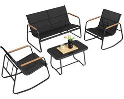 Tuinmeubelset - tuinbank - balkonmeubilair - terrasmeubilair - 2 schommelstoelen met tafel - met armleuningen