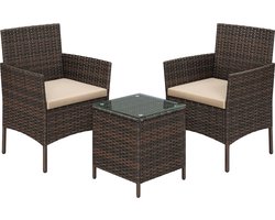 Tuinmeubelset - Tuinmeubelset 3-delig - Meubelset - Tuinmeubelset - Tuintafel En Stoelenset - Bruin-Taupe