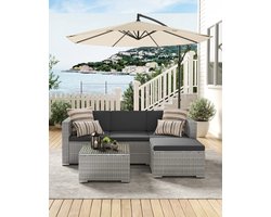 Tuinmeubelset – Tuinset – Loungeset – Buitenmeubels – Terrasmeubilair – 6 Cm Kussendikte – Gepoedercoat Stalen Frame
