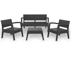 Tuinmeubelset Valencia - Loungeset buiten - Ontspannen in tuin - Gemaakt van gerecycled materiaal - 4-zits set - Grafiet